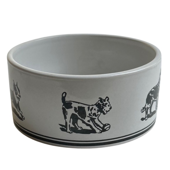 NWOT Harry Barker Water Porcelain Bowls White &  Black Dog Graphics - Picture 4 of 8